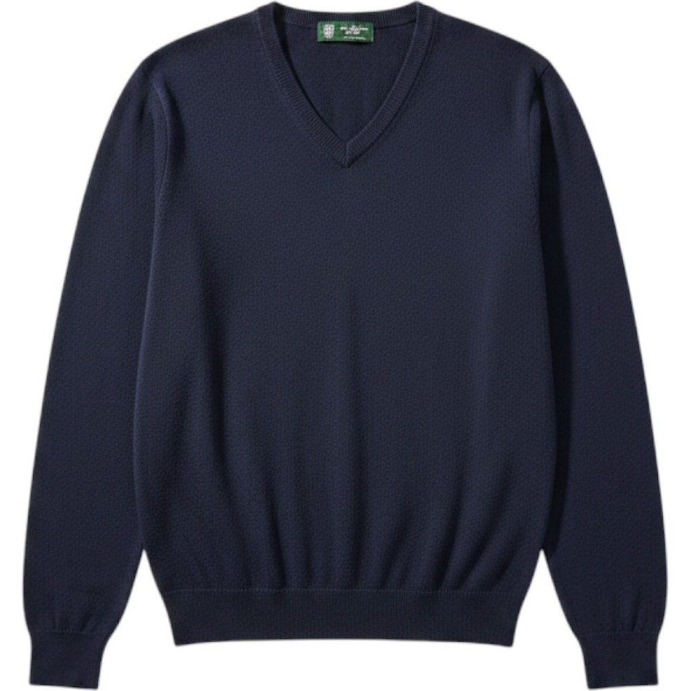 Brooks Brothers Saxon Wool V-Neck Sweater Mens Medium Navy Blue Country Club